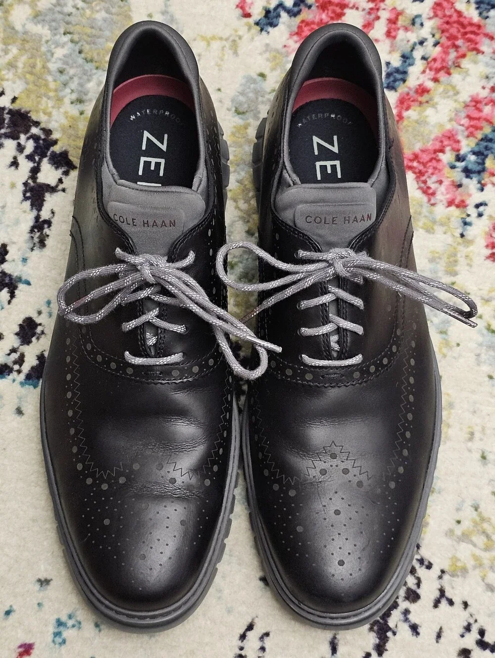 Cole Haan Mens Size 11.5 Wingtip Oxford Shoes Zerogrand Black Waterproof C35255